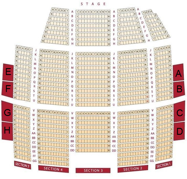 A seating chart for the broadway show, hamilton.