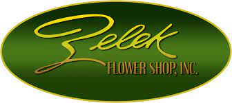 A green and yellow logo for relek 's flower shop.