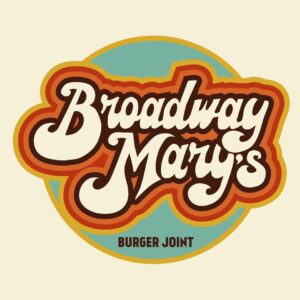 A logo of broadway mary 's burger joint.