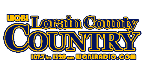 A logo for the lorain county country radio station.